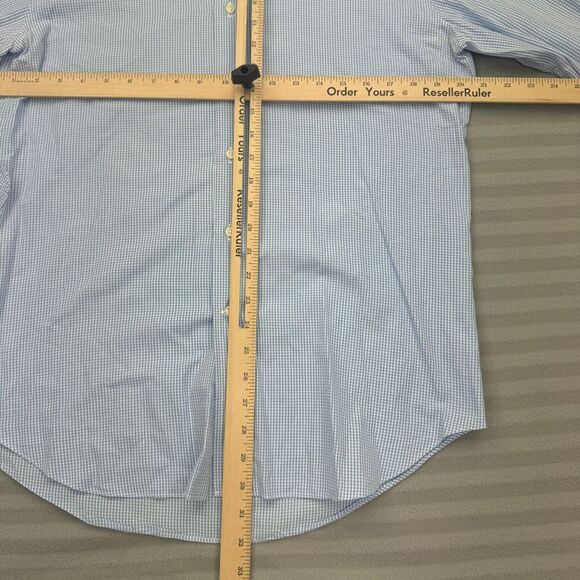 PIATTELLI Barneys New York Shirt Mens 15.5 Blue Gingham Long Sleeve Button Trim - Picture 8 of 10